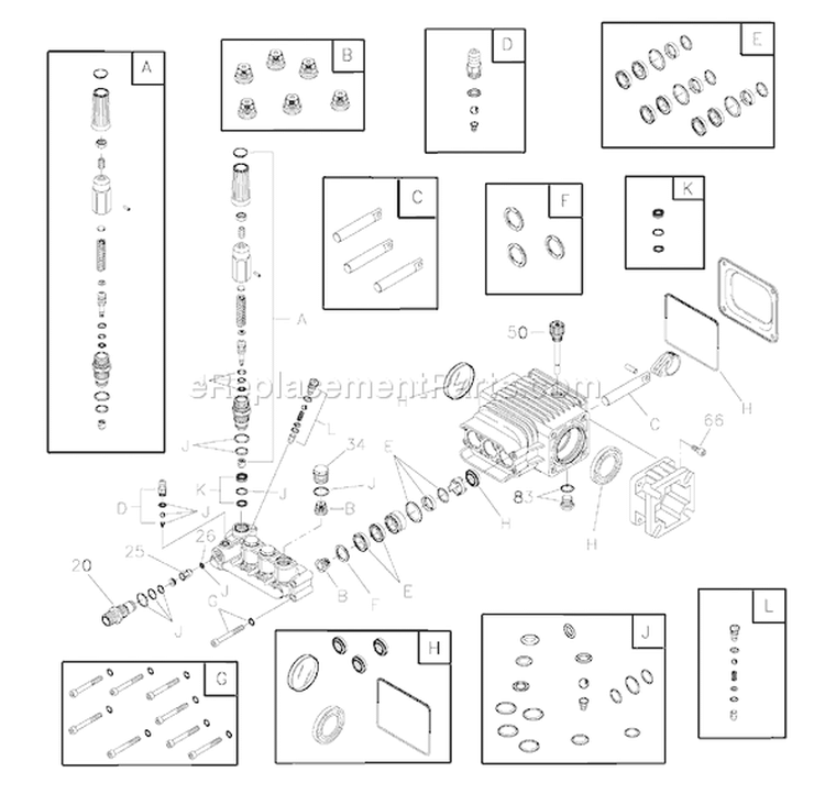 Page B Diagram and Parts List for 020332-0  Briggs and Stratton Pressure Washer